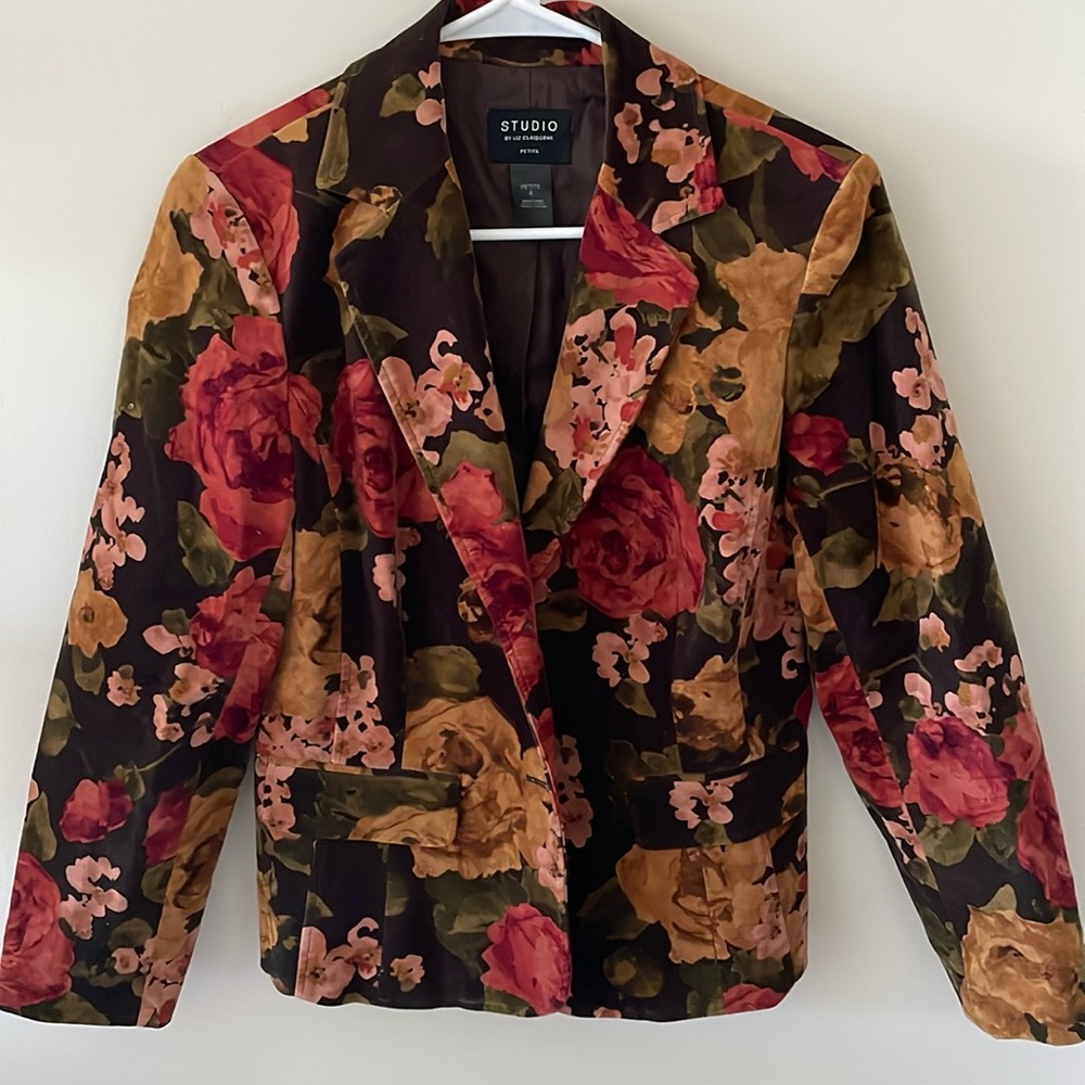 Vintage Velvet Floral Fall Blazer